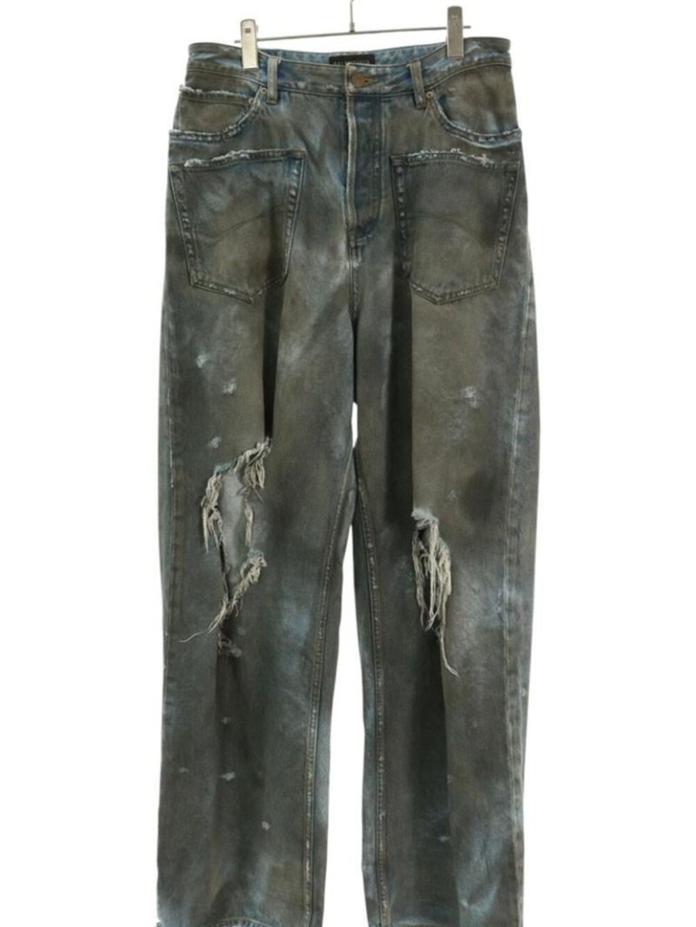 Balenciaga Distressed Patched Pocket Baggy Denim Pants XS Jeans